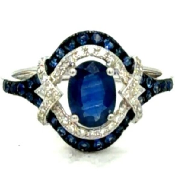 EFFY Jewelry - Effy 14K  Sapphire & Diamond White Gold Engagement Size 7 Ring